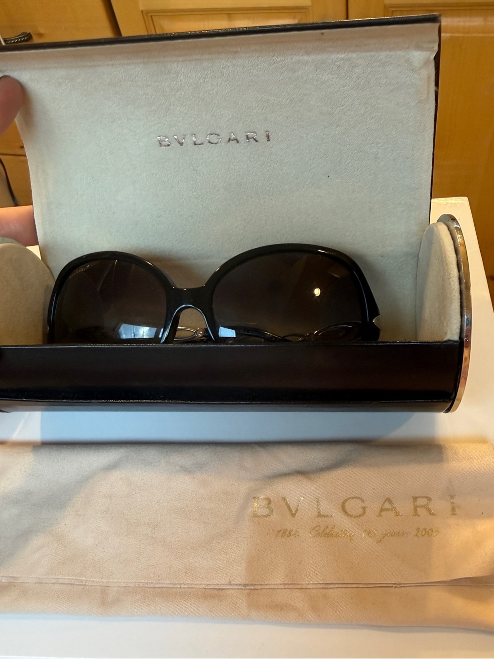 Vintage 2009 Bvlgari 8036-B Crystal Sunglasses Black Gold Oversized